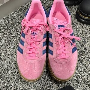 Adidas Pink and Blue Athletic Shoes with Suede Upper